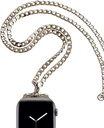 Stainless Steel Chain Necklace Smartwatch Band 42mm Series 3 2 1 / 44mm Series 4 Polished Silver Metal