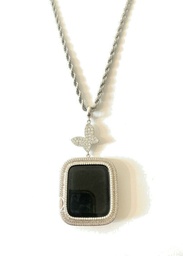 Apple Watch Butterfly Pendant Charm Necklace Chain Silver Bezel Case